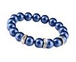Bracelet, pearl dark blue SWAROVSKI®, with white rondell diamond, 10mm, ART CRYSTELLA® M